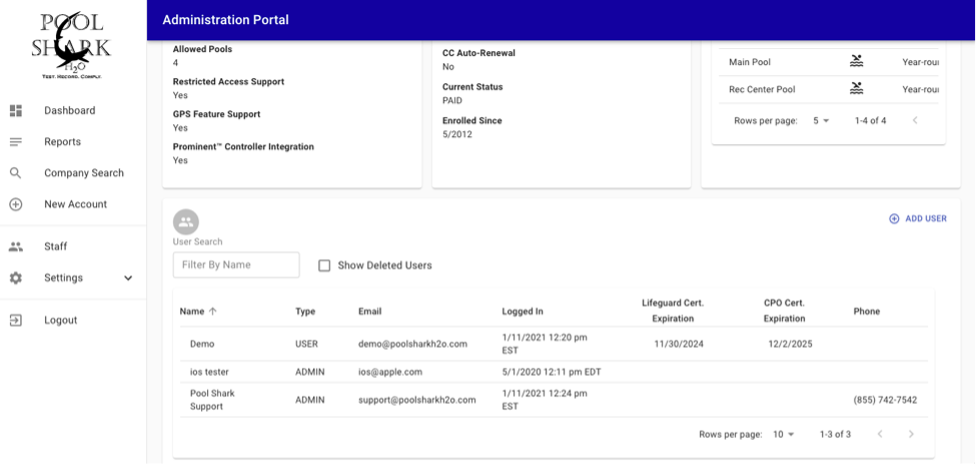 Commercial Pool Logbook Dashboard